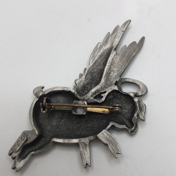 JJ  A flying pig vintage brooch pendant by JJ Jonette Jewelry 80’s - Picture 2 of 6